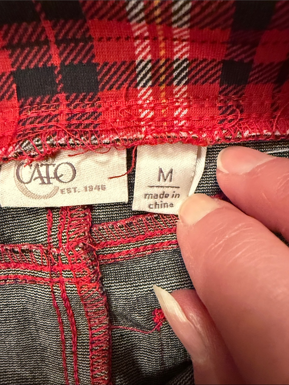 Red Plaid Women’s Flared Pants - Picture 3 of 5